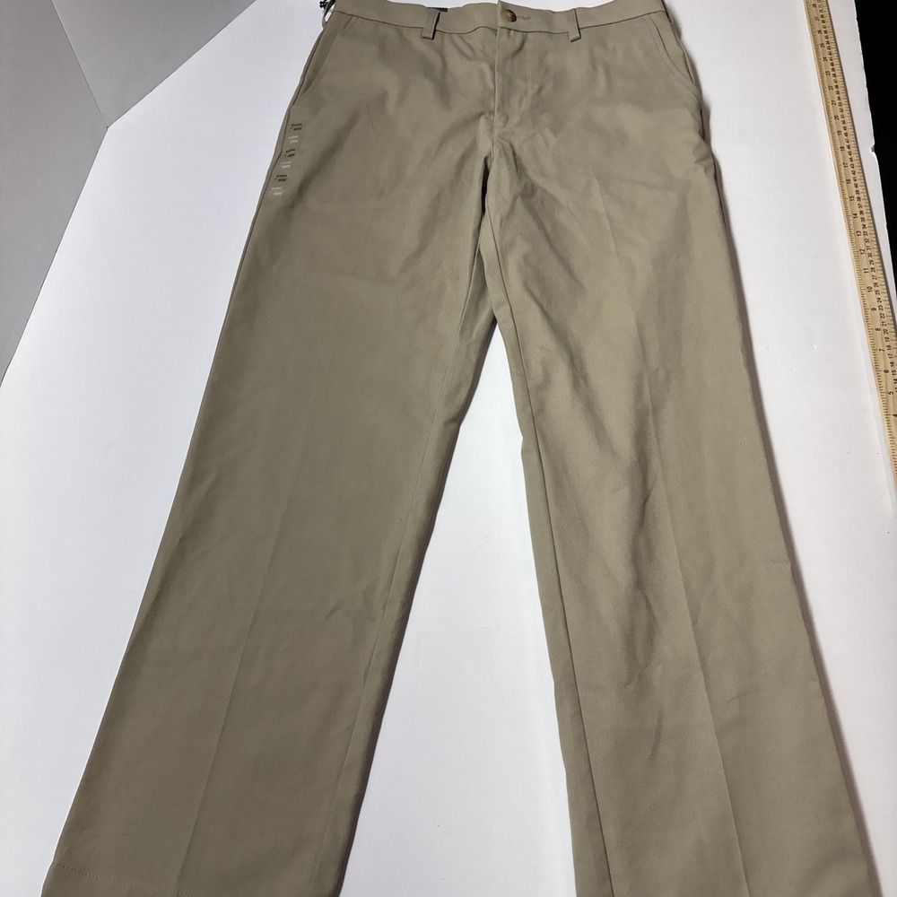 Croft & Barrow Men Pants 33 X 3 2Brown Khaki Flat Front Dress‎ Classic Fit NWT